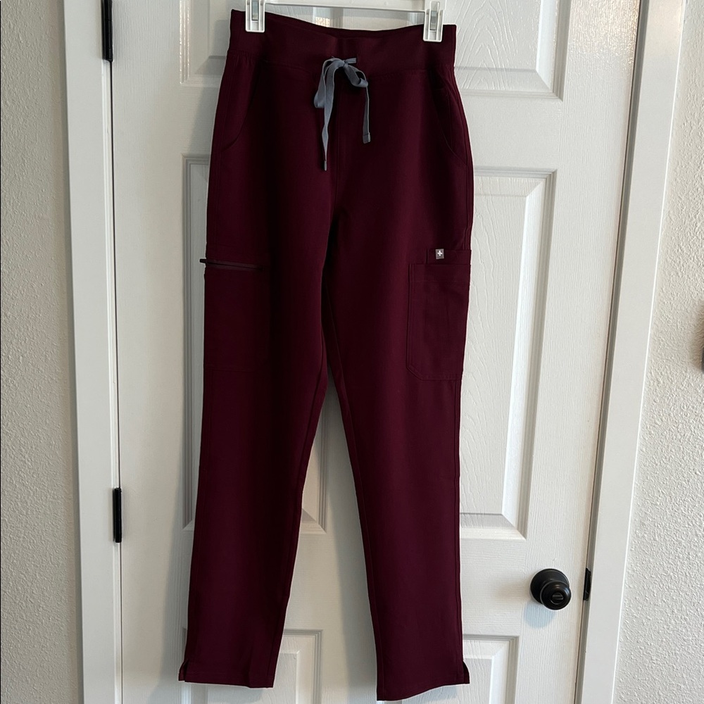 FIGS Burgandy High Waisted Yola Skinny Scrub Pants